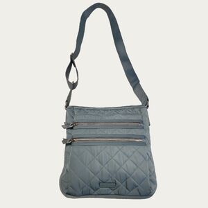 Vera Bradley Dark Slate/ Cornflower Blue Triple Zip Hipster/ Crossbody EUC